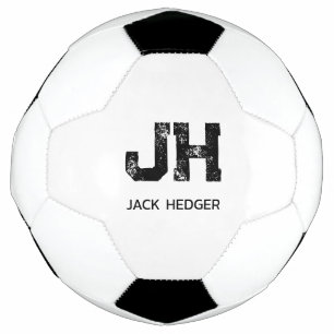 BOLA DE FUTEBOL MONOGRAMA DE DUAS LETRAS PRETO MINIMALISTA NOME BR