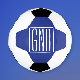 Bola De Futebol Monograma de iniciais moderno e ousado 3 Branco