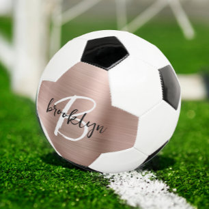 Bola De Futebol Monograma de Letra Cursiva em Metal com Acabamento