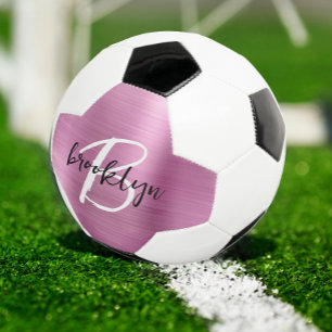 Bola De Futebol Monograma de letra manuscrita preta e branca em Me