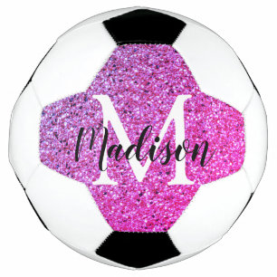 Bola De Futebol Monograma de Ombre Rosa Púrpura Personalizado