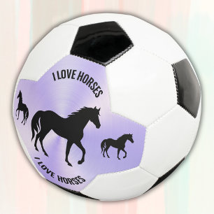 Bola De Futebol Monograma de Silhueta de Cavalo Negro  