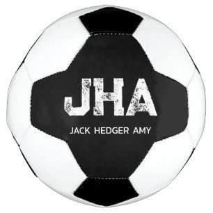 BOLA DE FUTEBOL MONOGRAMA DE TRÊS LETRAS BRANCO MINIMALISTA NOME P