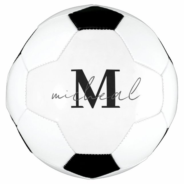 Bola De Futebol Monograma inicial personalizado e nome (Frente)