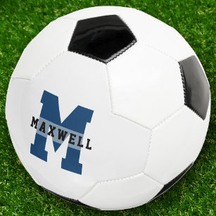 Bola De Futebol Monograma legal Nome Personalizado Clássico Azul S