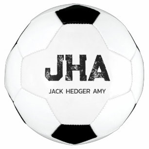 BOLA DE FUTEBOL MONOGRAMA MINIMALISTA PRETO DE TRÊS LETRAS NOME BR