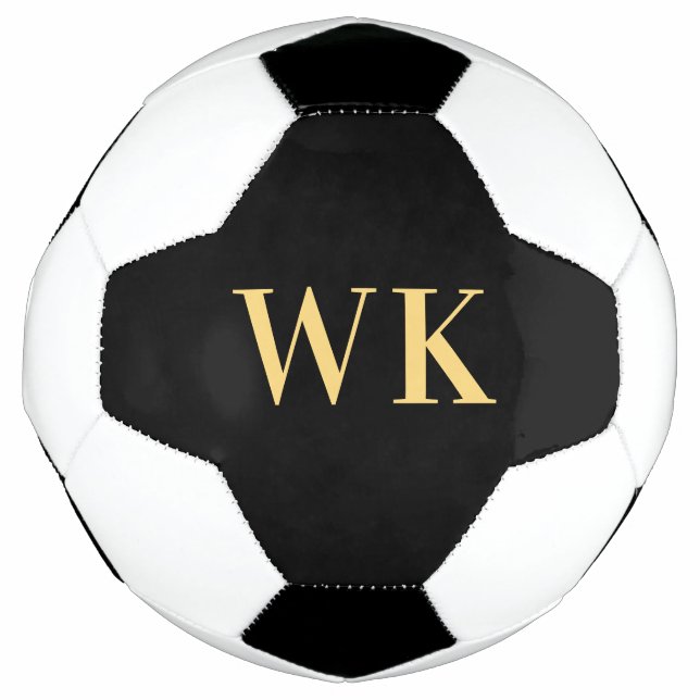 Bola De Futebol Monograma moderno mínimo Dourado (Frente)
