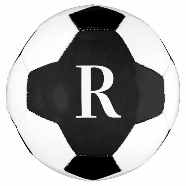 Bola De Futebol Monograma Moderno Preto e Branco (Frente)