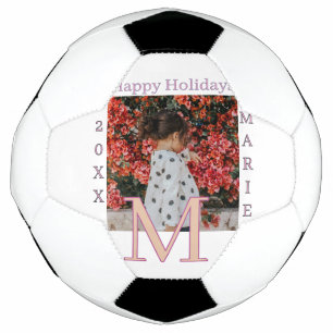BOLA DE FUTEBOL MONOGRAMA NOME FOTO ANO NATAL HOLI CINZA PEACH