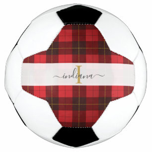 Bola De Futebol Monograma Nome Inicial Xadrez Tartan Wallace