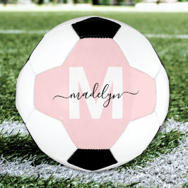 Bola De Futebol Monograma Nome Rosa Corado