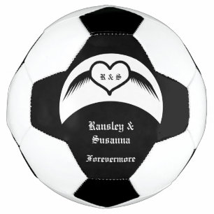 Bola De Futebol Monograma Personalizado De Coração Alado Com Casam