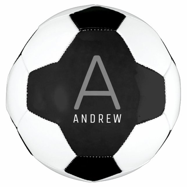 Bola De Futebol Monograma Personalizado de Nome Personalizado (Frente)