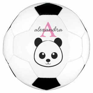 Bola De Futebol Monograma personalizado de panda bonito