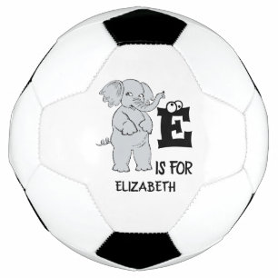 Bola De Futebol Monograma personalizado E é para elefante colorido