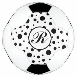 Bola De Futebol Monograma preto no padrão de Bolinhas branca