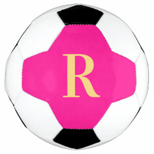 Bola De Futebol Monograma Simples Personalizado Rosa Quente