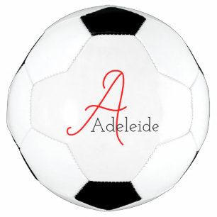 Bola De Futebol Monograma Vermelho Whimsical Personalizado
