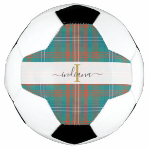 Bola De Futebol Monogramo Script Name Xadrez Clan Wilson Tartan