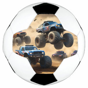 Bola De Futebol Monster Trucks Correndo No Deserto,
