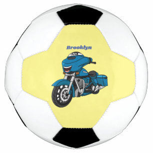 Bola De Futebol Moto de desenho animado azul feliz fofa