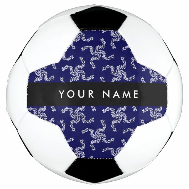 Bola De Futebol Natal Garland, Azul, Seu nome, Personalize (Frente)