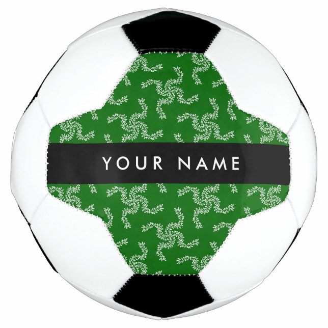 Bola De Futebol Natal Garland, Verde, Seu nome, Personalize (Frente)
