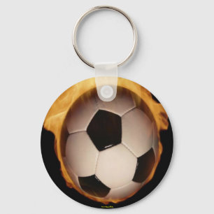 Bola de futebol no chaveiro do fogo