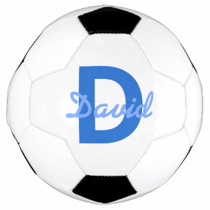Bola De Futebol Nome Azul & Monograma