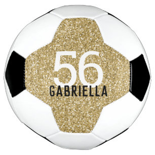 Bola De Futebol Nome da Brilhante Dourada e Número da Equipe