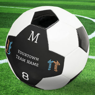Bola De Futebol Nome da Equipe Número Monograma Moderno Elegante