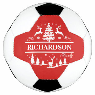 Bola De Futebol Nome da Família Personalizada do Red Christmas F