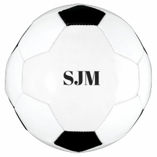 Bola De Futebol Nome das iniciais do monograma personalizado preto