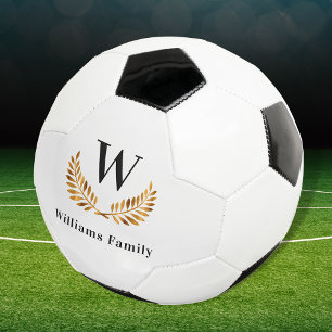 Bola De Futebol Nome do monograma da família preto