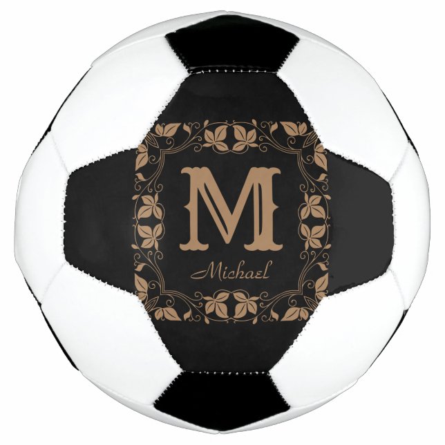 Bola De Futebol Nome do Monograma Personalizado Floral Clássico da (Frente)