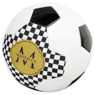 Bola De Futebol Nome Inicial Personalizado Elegante Moderno Preto