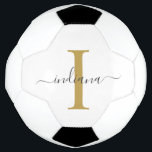 Bola De Futebol Nome Moderno do Script da Cinza Dourada do Monogra<br><div class="desc">Nome do Script do Monograma da Cinza Dourada A tipografia moderna que você pode editar facilmente com seu nome e inicial clicando no botão "Personalizar". Altere completamente as cores do texto e do plano de fundo quando selecionar o link "Personalizar isso".</div>