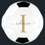 Bola De Futebol Nome Moderno do Script da Cinza Dourada do Monogra<br><div class="desc">Nome do Script do Monograma da Cinza Dourada A tipografia moderna que você pode editar facilmente com seu nome e inicial clicando no botão "Personalizar". Altere completamente as cores do texto e do plano de fundo quando selecionar o link "Personalizar isso".</div>