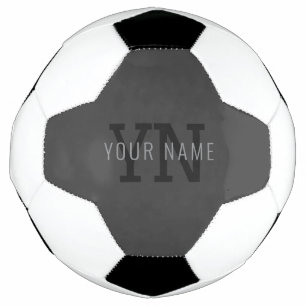 Bola De Futebol Nome Monogramado Moderno Cinza Escuro (ou outro te