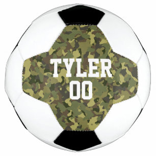 Bola De Futebol Nome Personalizado da Camo Verde e Número Esporti