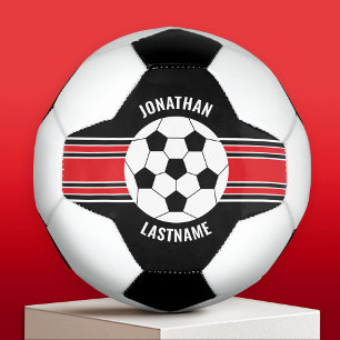 Bola De Futebol Nome Personalizado das Cores do Grupo Vermelho e P