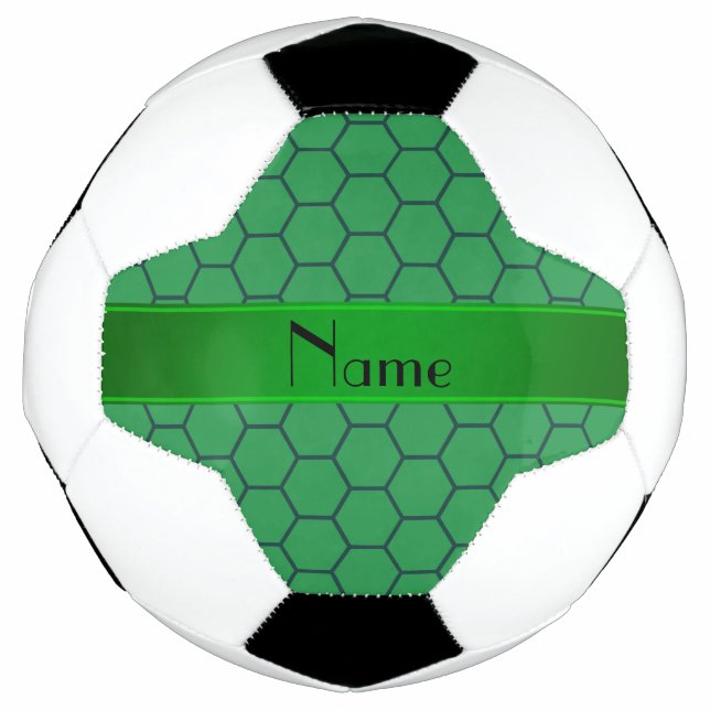 Bola De Futebol Nome personalizado "green honeycomb" (Frente)