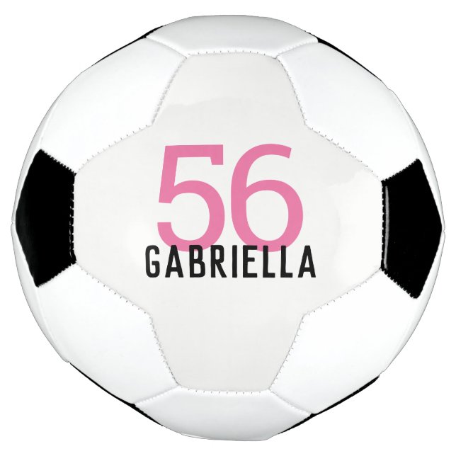 Bola De Futebol Nome personalizado Número personalizado Girls Rosa (Invertido)