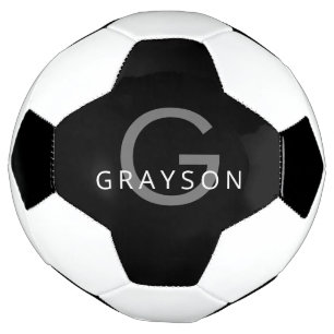 Bola De Futebol Nome Personalizado Personalizado Cinza Preta Inici