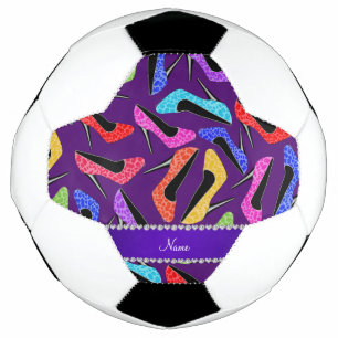 Bola De Futebol Nome personalizado prego-do-arco-íris púrpura le