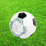 Bola De Futebol Nomes de wreath eucalyptus greenery de casamento<br><div class="desc">Um fundo branco. Decorado com uma coroa clássica de eucalipto verde. Personalize e adicione seus nomes. Texto preto.</div>