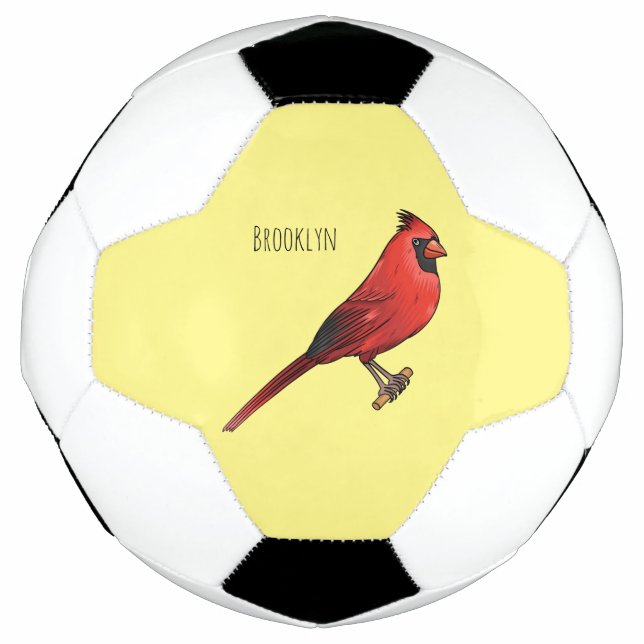 Bola De Futebol Northern cardinal bird cartoon illustration  (Frente)