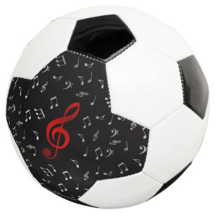 Bola De Futebol notas de música vermelha em preto