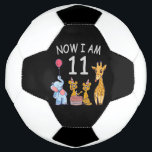 Bola De Futebol Now I am 11 years old 11th Birthday at the Zoo<br><div class="desc">Happy 11th Birthday. Funny and lovely Kids Birthday design with a cute Elephant,  two ferrets and a giraffe celebrating your birthday at the zoo.</div>