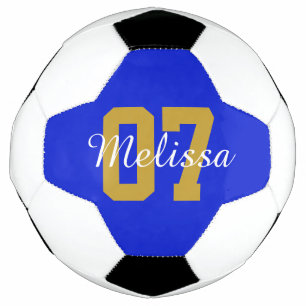 Bola De Futebol Número de Nome Azul Personalizado